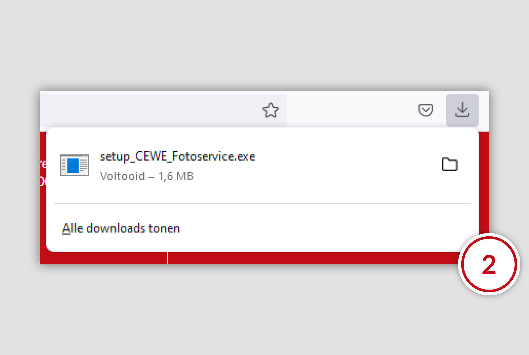 Een downloadvenster voor de CEWE Fotodiensten software toont de voortgang.