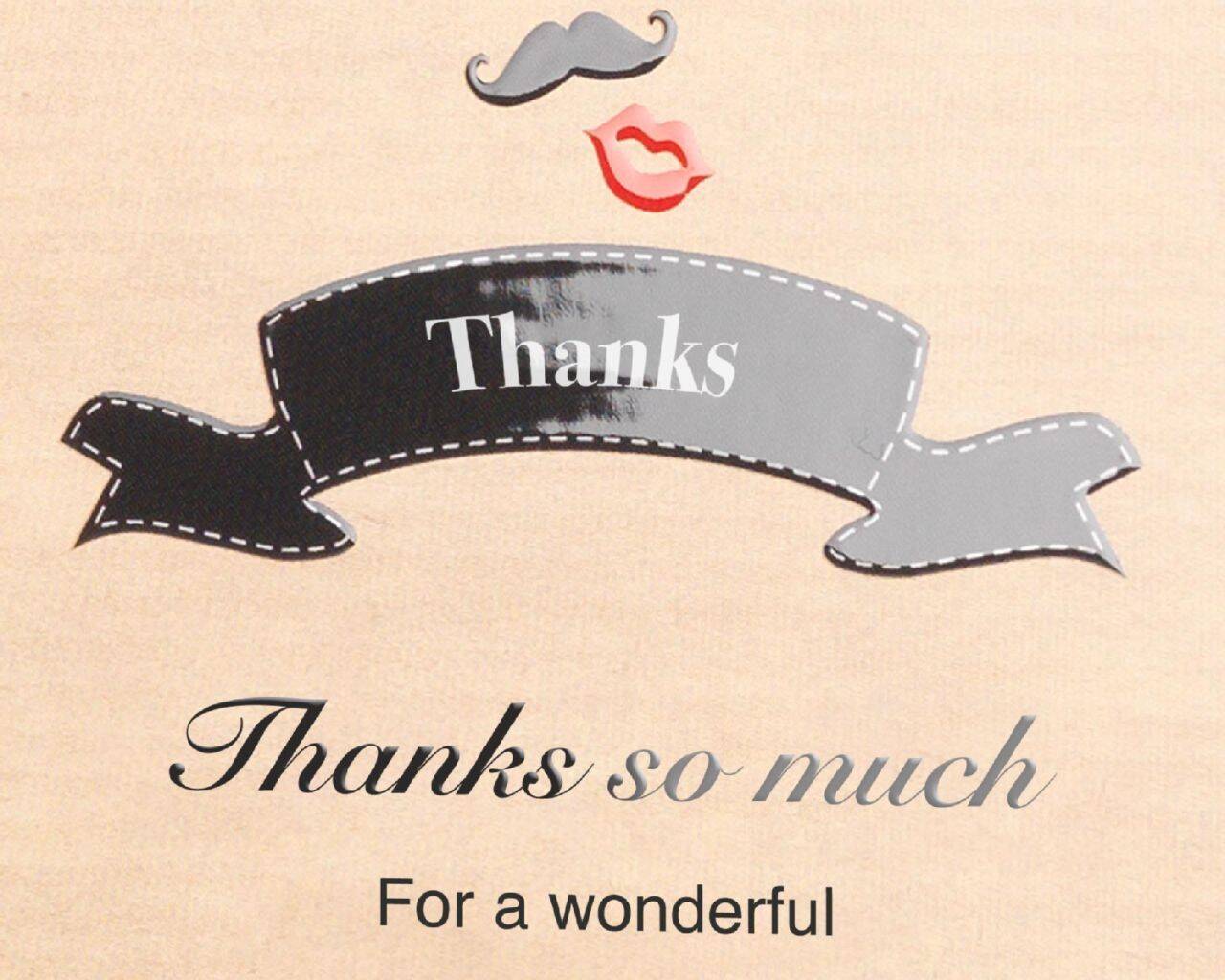 Mooie bedankkaart met de tekst 'Thanks so much for a wonderful' in elegant ontwerp.