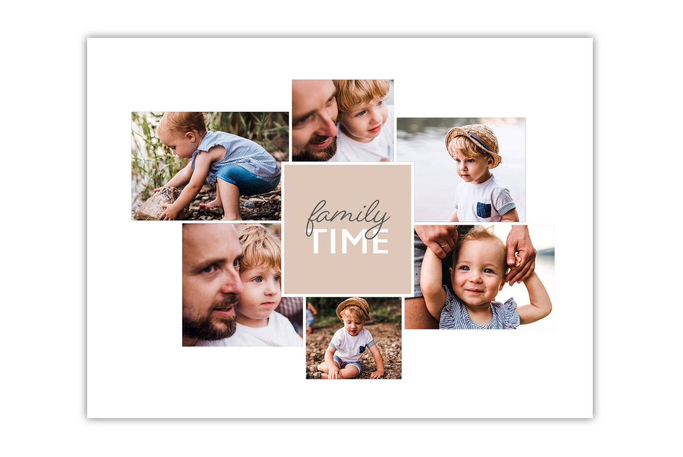 Gezinsmoment met liefdevol vormgegeven foto's van kinderen en ouderlijke nabijheid.
