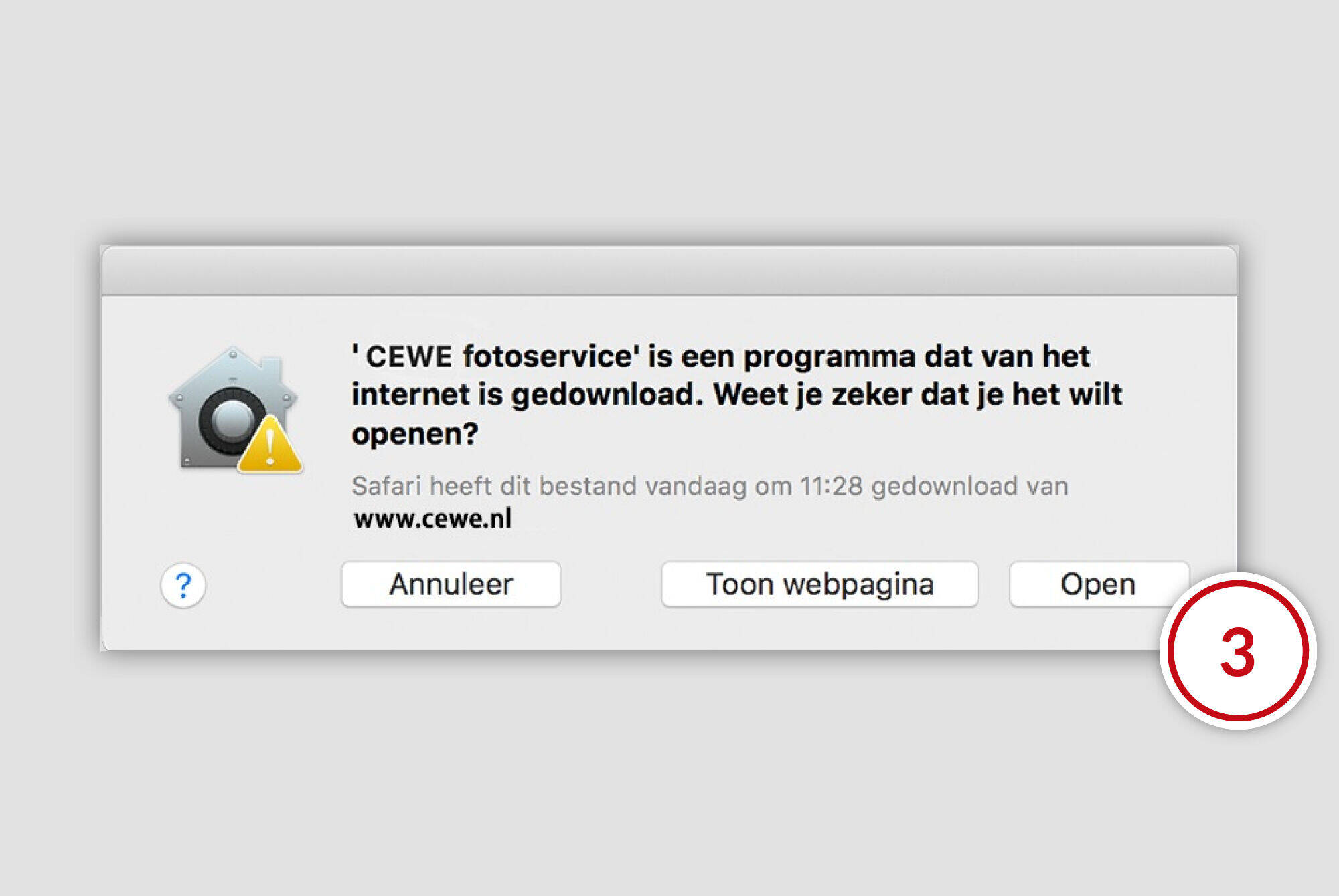 Foutmelding voor CEWE Fotoservice met downloadopties