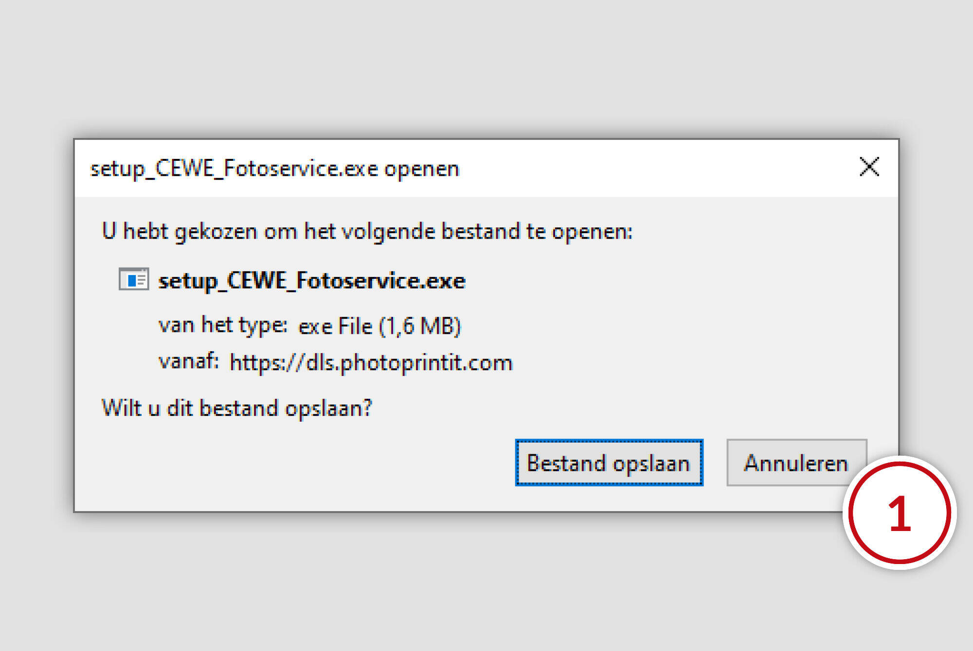 Een venster voor het kiezen van de opslaglocatie van de CEWE fotogeschenkensoftware.