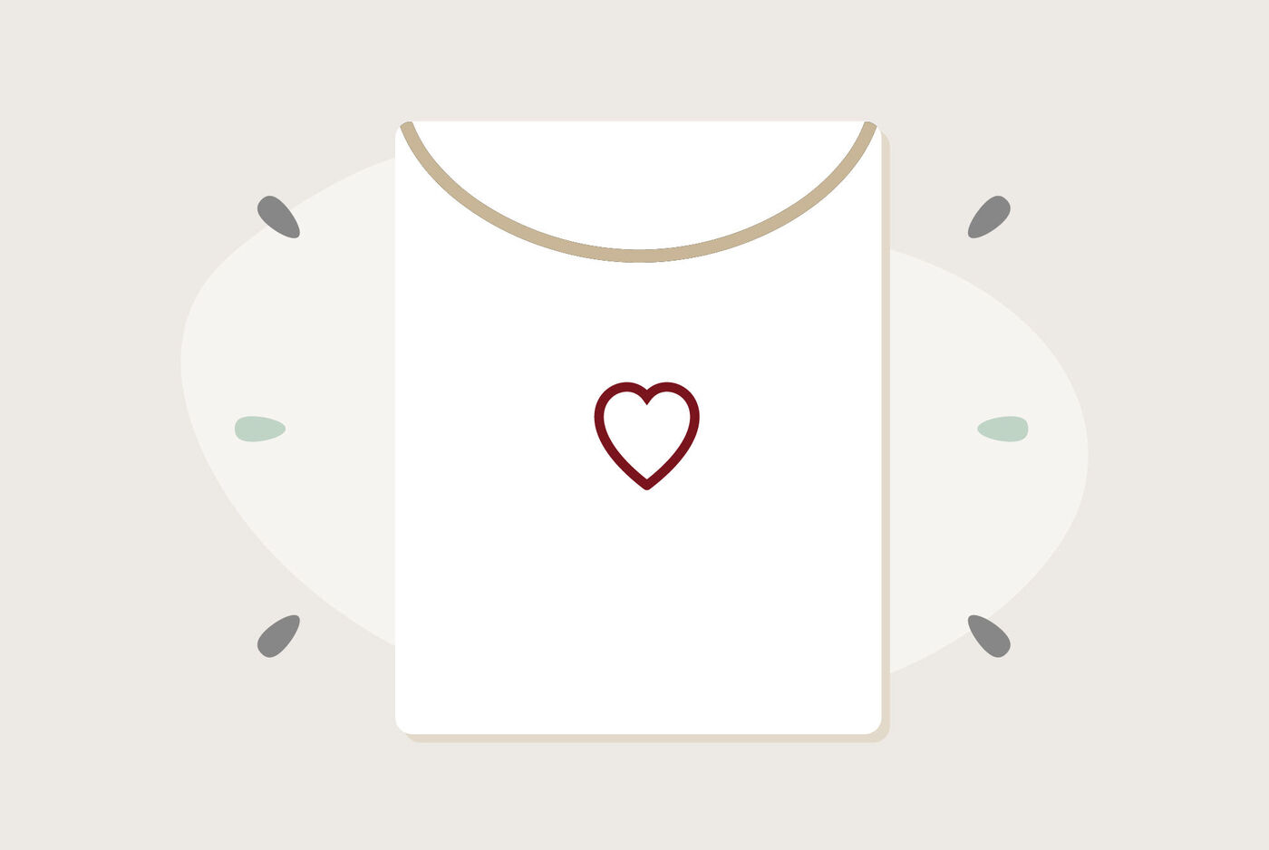 Een T-shirt met een klein rood hart aan de voorkant.